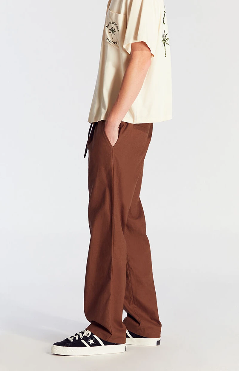 Pacsun Brown Linen Straight Trouser Pants