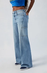 Pacsun Wide Leg Jeans Stretch Paneled Medium Indigo