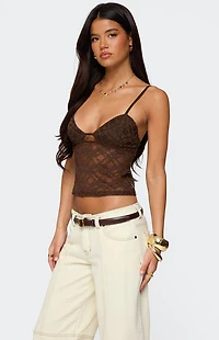 Edikted Sheer Lace Cut Out Tank Top