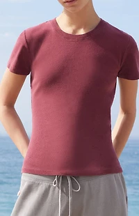 John Galt Burgundy Loreen Short Sleeve Top
