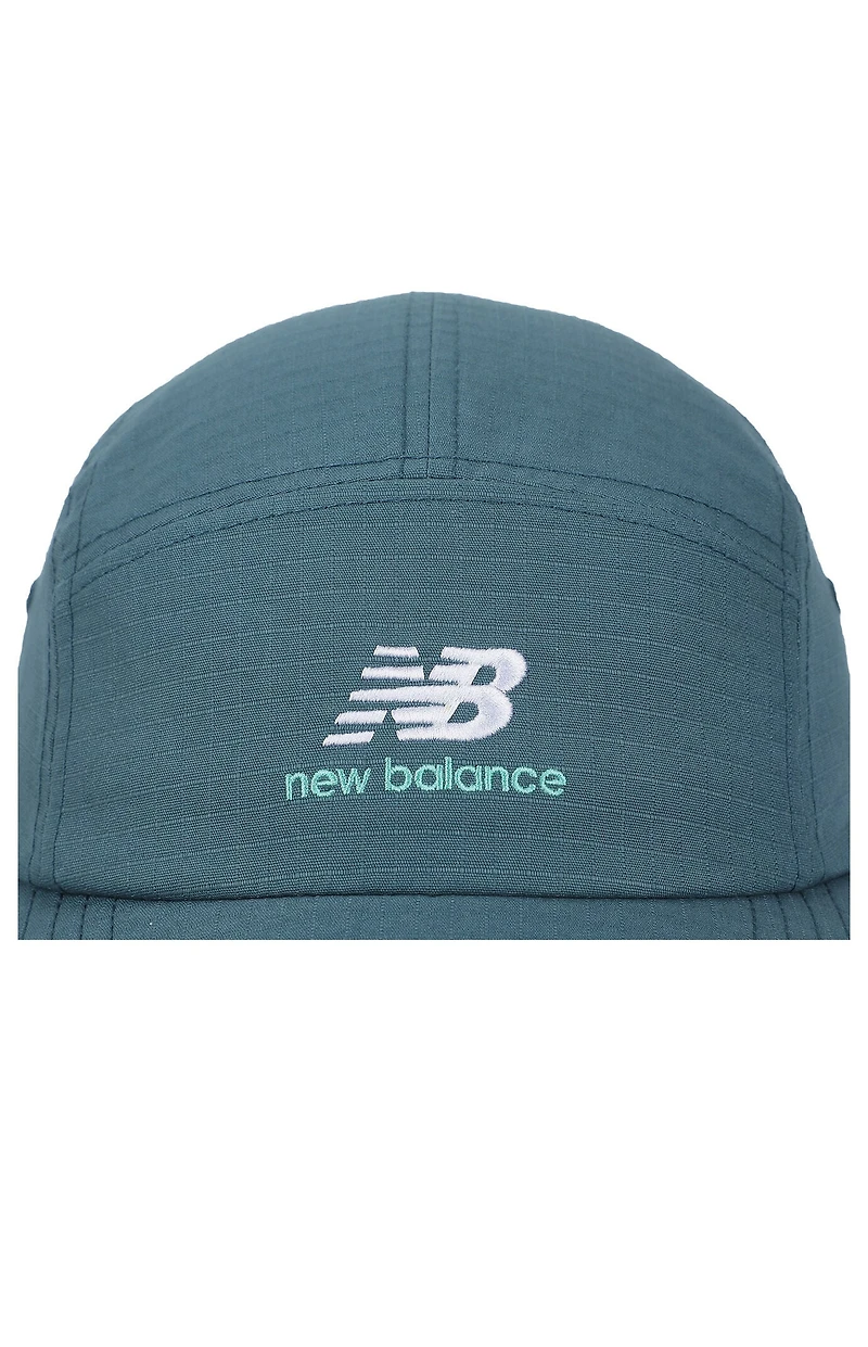 New Balance 5-Panel Stacked NB Logo Big Teal Blue Camper Hat