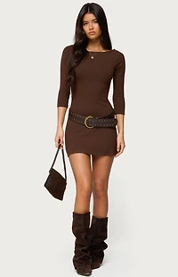 Edikted Jadey Boat Neck Mini Dress