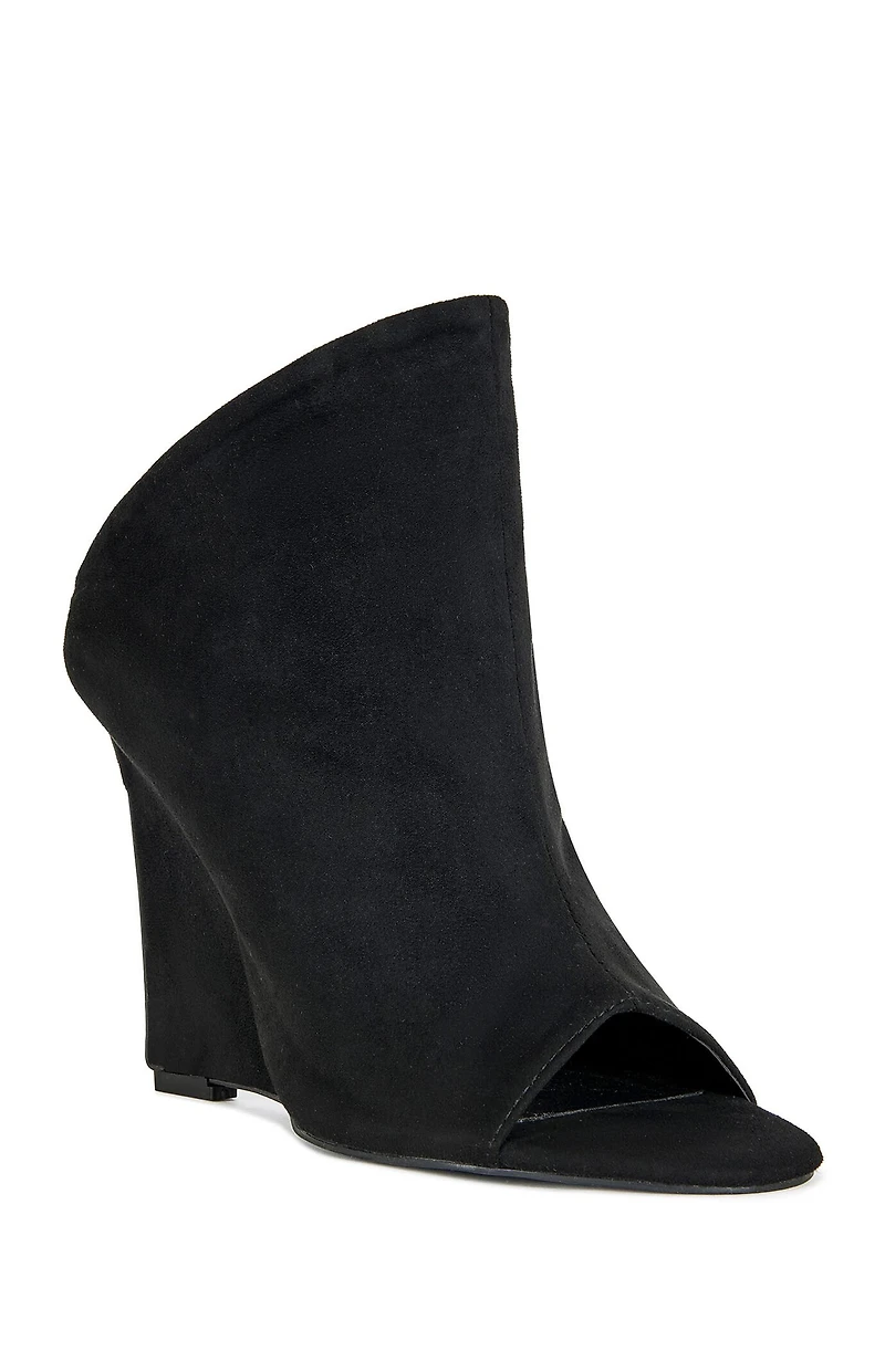 AZALEA WANG Women's Novis Black Peep Toe Wedge Sandals