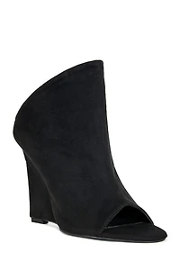 AZALEA WANG Women's Novis Black Peep Toe Wedge Sandals