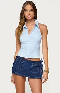 Edikted Debra Tailored Pinstripe Button Up Top