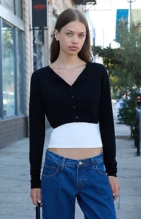 John Galt Black Cropped Cardigan