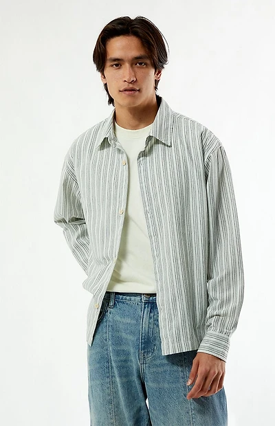 Pacsun Striped Oxford Button Down Long Sleeve Shirt