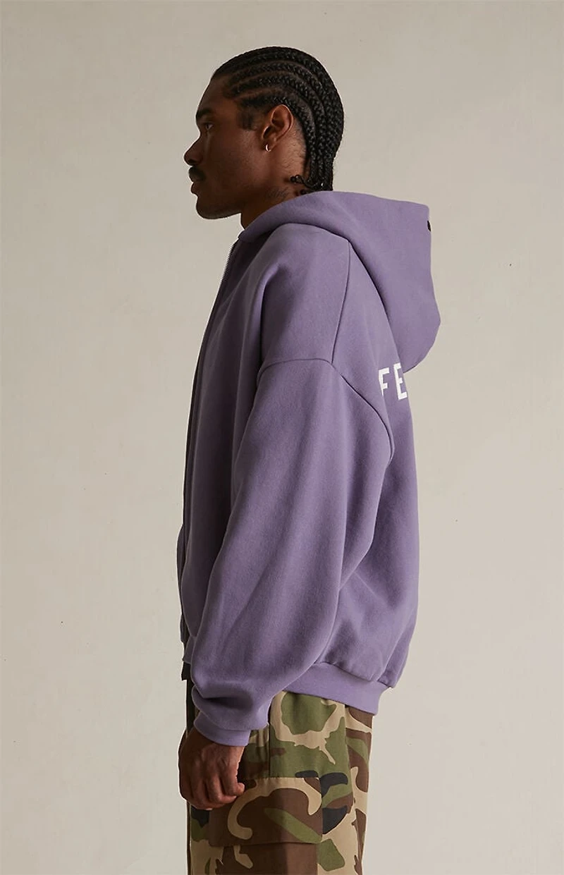 Fear of God ESSENTIALS Lavender Heavy Fleece Full Zip Hoodie