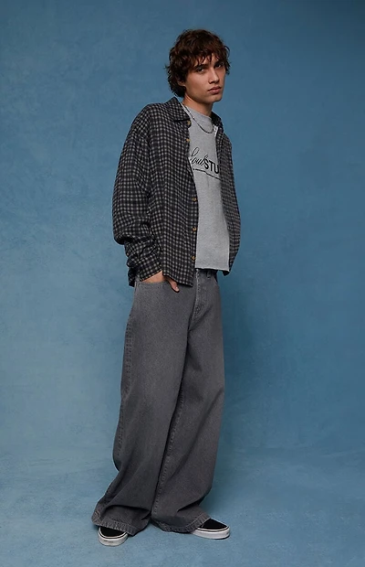 Pacsun Ryder Ultra Baggy Jeans Flames Gray