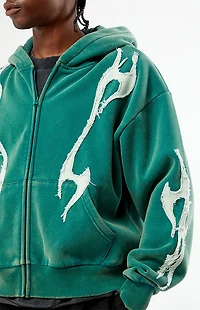 Pacsun Abstract Raw Applique Cropped Full Zip Hoodie