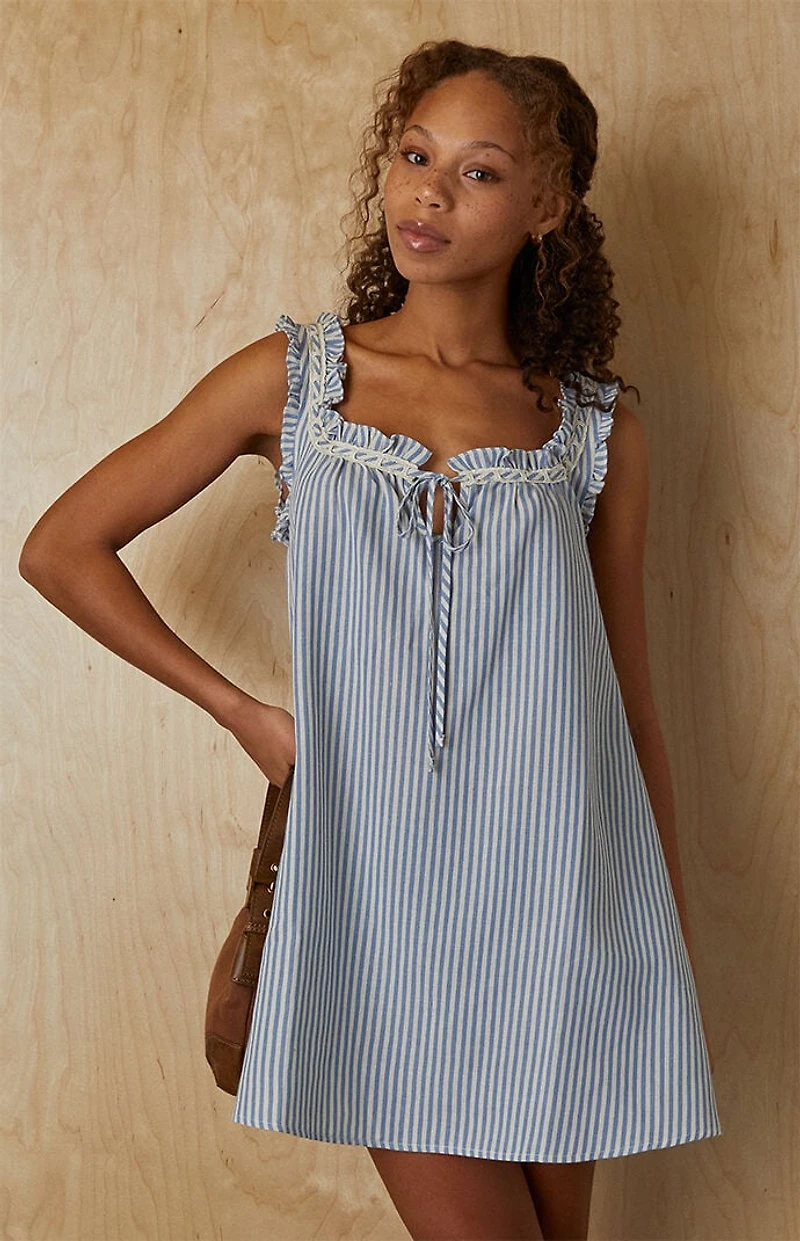 Your Favorite Striped Tie Front Mini Dress