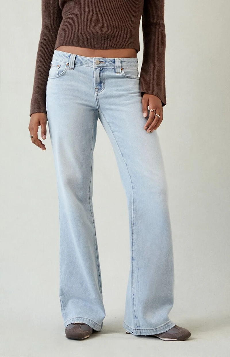 Pacsun Charlie Low Rise Baggy Bootcut Jeans Light Blue Wash