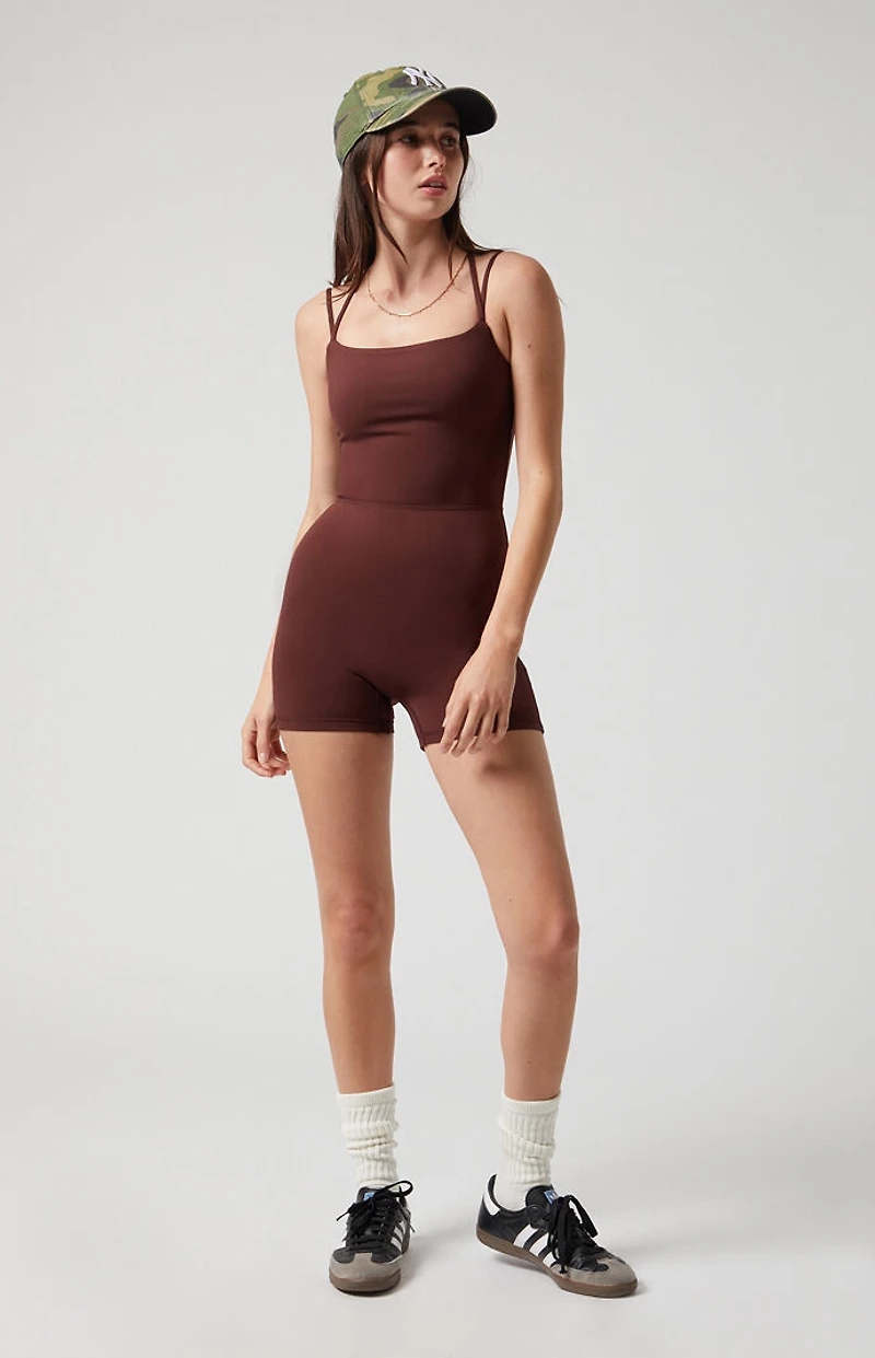 PAC 1980 WHISPER Active Brown Cross Back Short Onesie