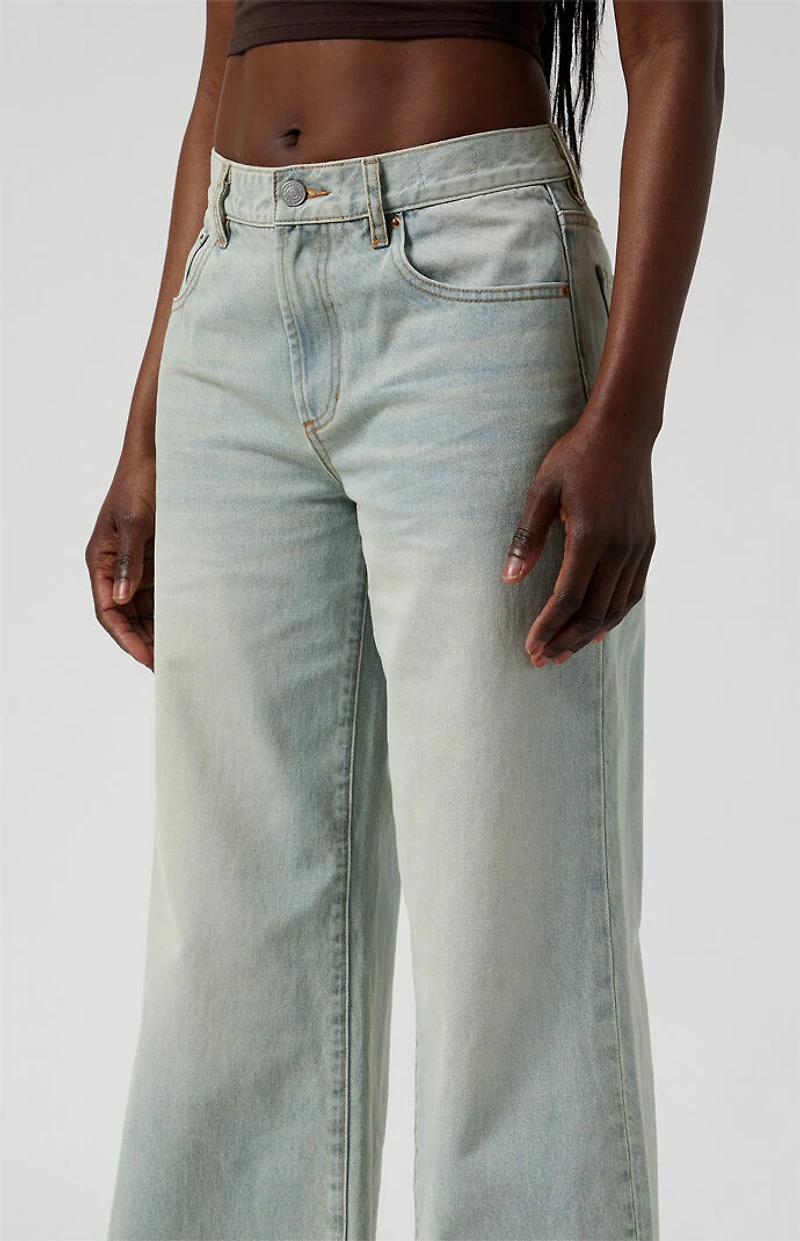 Pacsun Lena Low Rise Super Baggy Jeans Light Indigo Acid Wash
