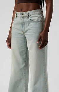 Pacsun Lena Low Rise Super Baggy Jeans Light Indigo Acid Wash