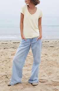 John Galt Yellow V-Neck Top