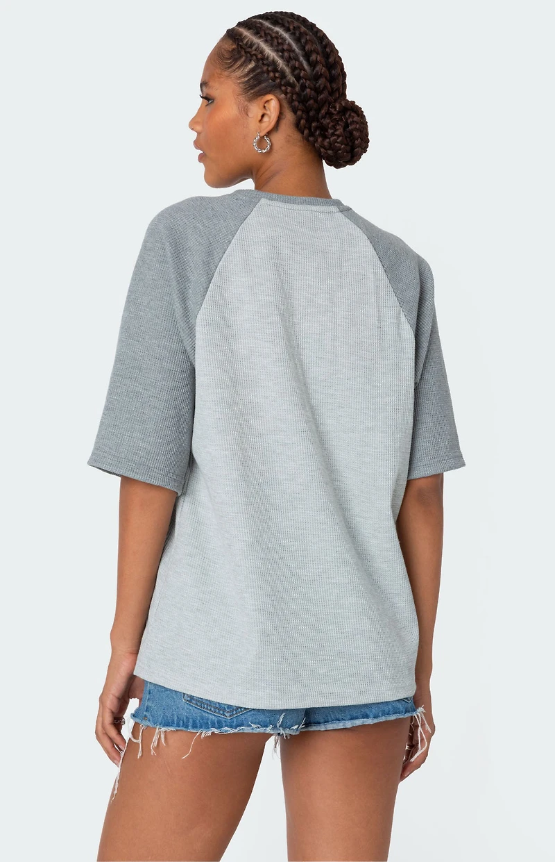 Edikted Oversized Raglan Waffle T-Shirt