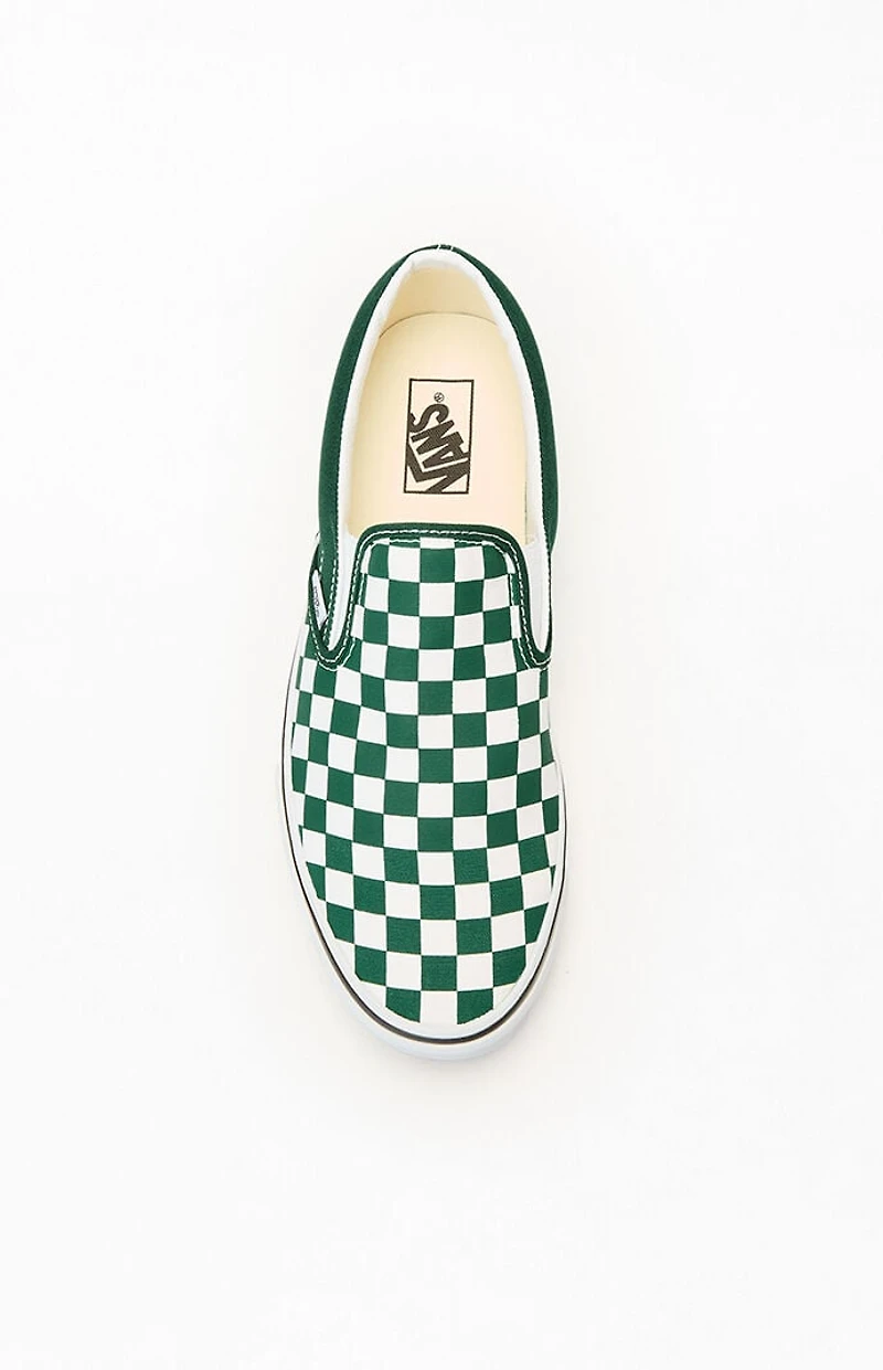 Vans Green Checkerboard Slip-On Shoes