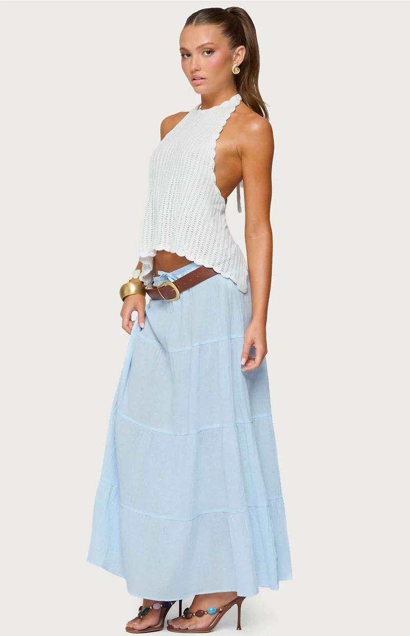 Edikted Kaila Cotton Tiered Maxi Skirt