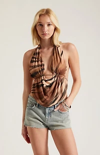 Third Charm Emery Cowl Neck Open Back Top