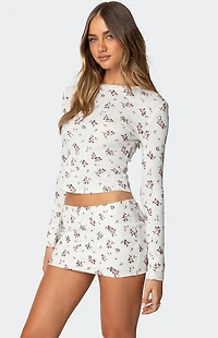 Edikted Melany Floral Waffle T-Shirt