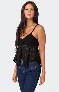 Edikted Orchid Sheer Lace Top