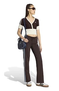 adidas Brown 3-Stripe Slouchy Straight Leg Track Pants