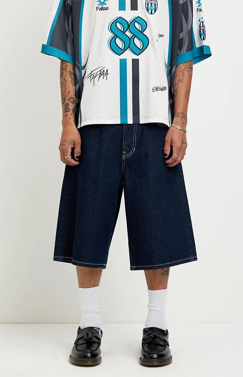 Pacsun Austin Extreme Baggy Jean Shorts Dark Blue