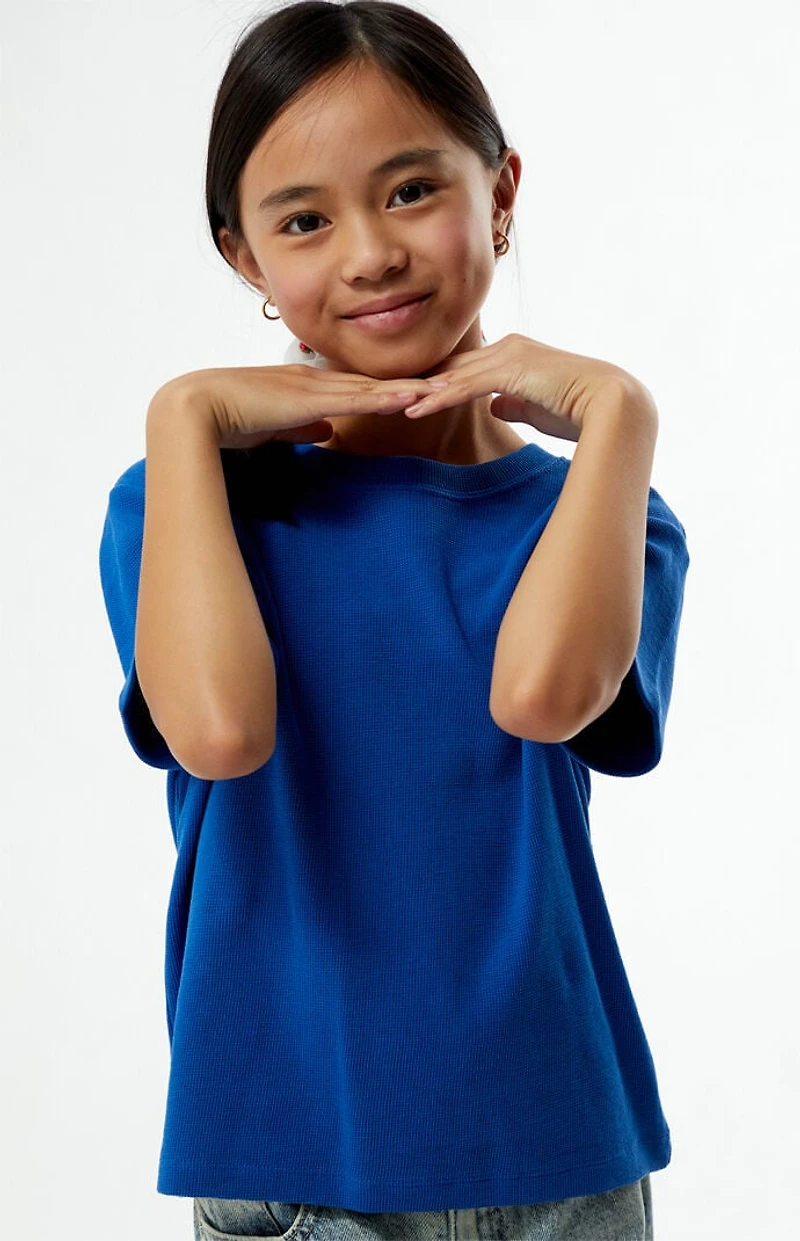 Pacsun Kids Blue Waffle Knit T-Shirt