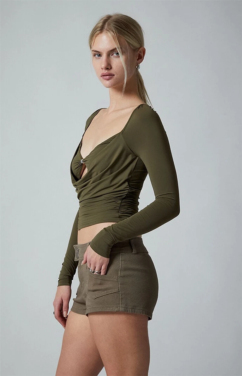 Third Charm Andrea Bead Center Long Sleeve Top