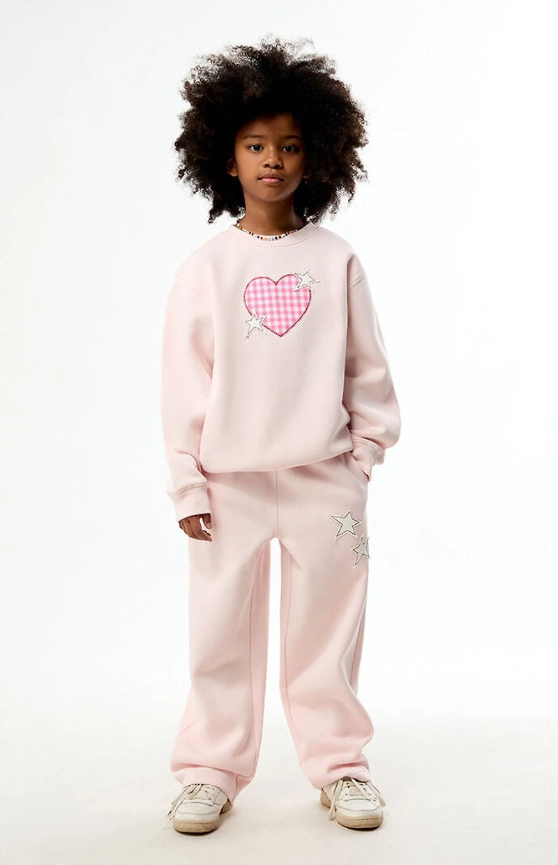 Pacsun Kids Heart Plaid Crew Neck Sweatshirt
