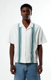 Pacsun White Embroidered Oversized Resort Camp Shirt