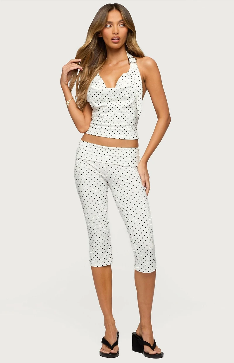 Edikted Eloisa Polka Dot Buckle Halter Top