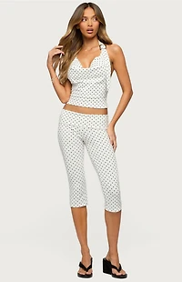 Edikted Eloisa Polka Dot Buckle Halter Top