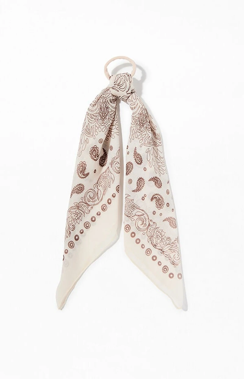LA Hearts Cream Bandana Scarf Hair Tie