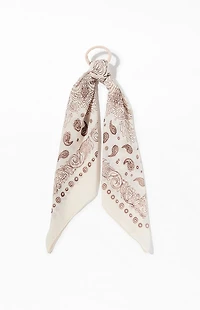 LA Hearts Cream Bandana Scarf Hair Tie