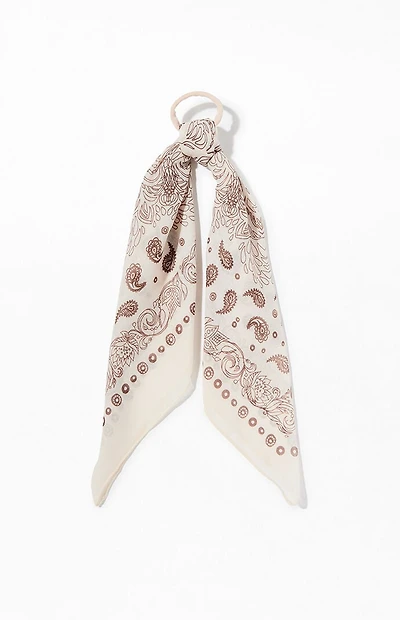 LA Hearts Cream Bandana Scarf Hair Tie