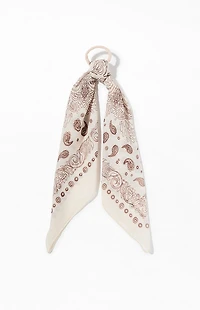LA Hearts Cream Bandana Scarf Hair Tie