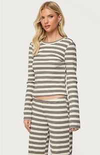 Edikted Avalie Striped Ribbed Long Sleeve T-Shirt