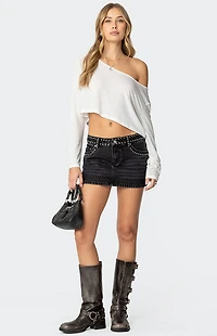 Edikted Mia Studded Denim Mini Skirt