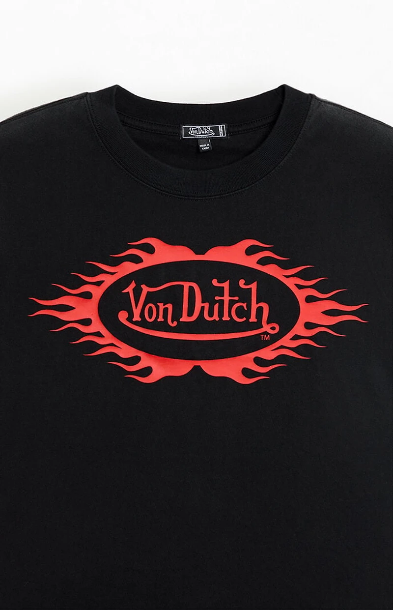 Von Dutch Flame Logo Cropped T-Shirt