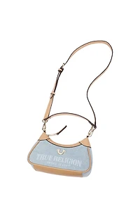 True Religion Blair Denim and Faux Leather Shoulder Bag