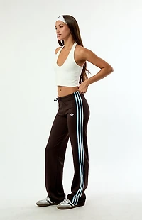 adidas Brown 3-Stripe Slouchy Straight Leg Track Pants