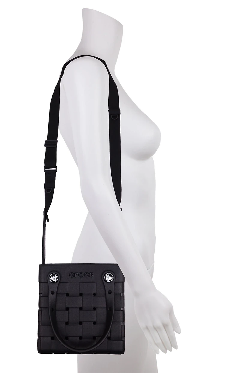 Crocs Black Small Woven Crocssbody Tote Bag
