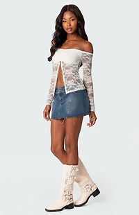 Edikted Odessa Split Front Sheer Lace Top