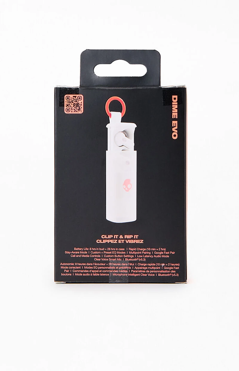 Skullcandy White Dime Evo Wireless Earbuds