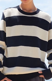 John Galt Navy & White Striped Thick Knit Sweater
