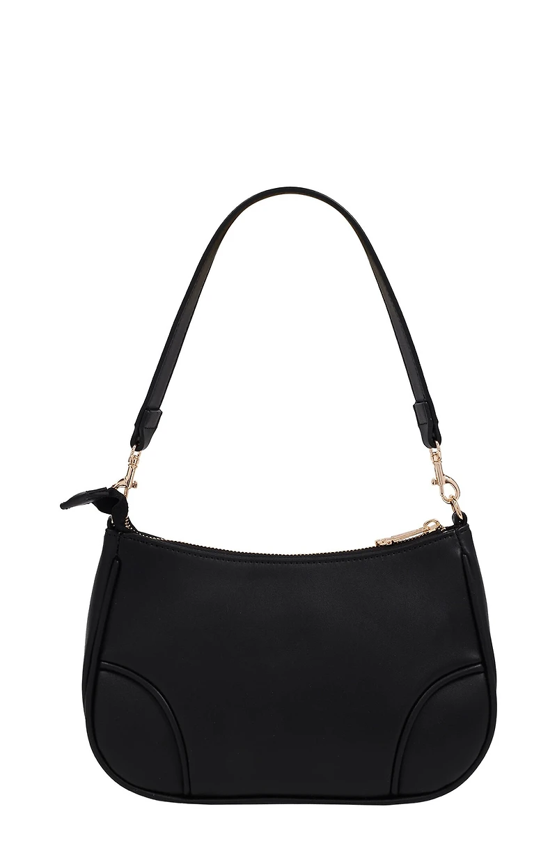 True Religion Black Trapunto Logo Shoulder Bag