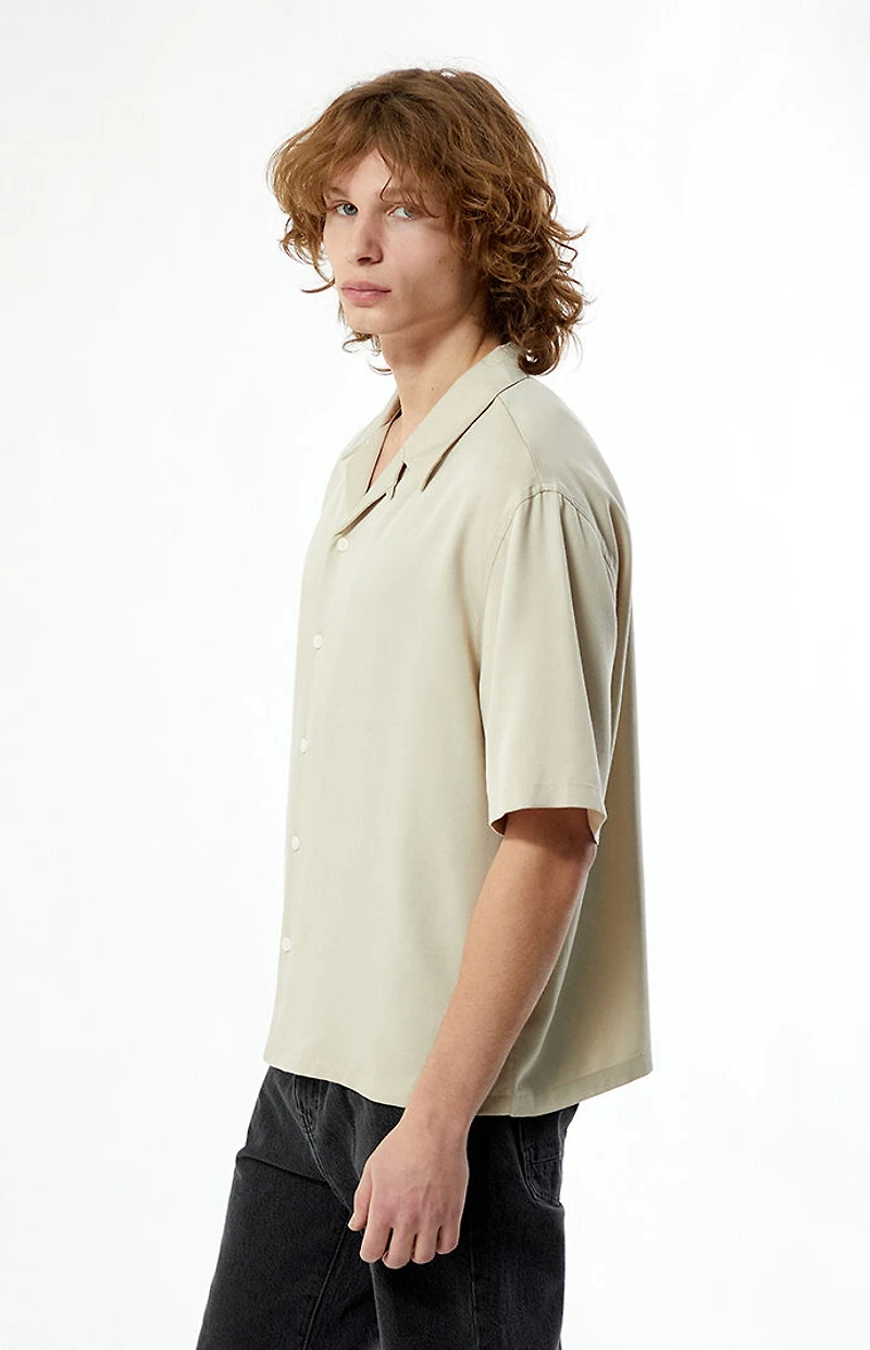 Pacsun Tan Solid Color Oversized Camp Shirt
