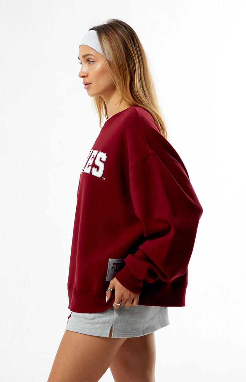 WILD COLLECTIVE x Pacsun Texas A&M University Aggies Applique Crew Neck Oversized Sweatshirt
